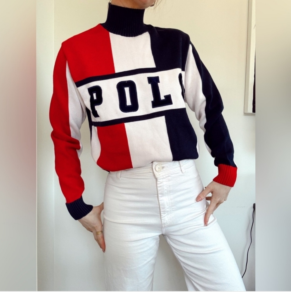 RARE Polo by Ralph Lauren Colorblock Sweater - Red, White, and Blue